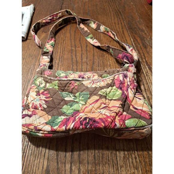 Vera Bradley Quilted Floral Purse Bag Brown Green Orange Pink Fixer Upper READ - Picture 7 of 12